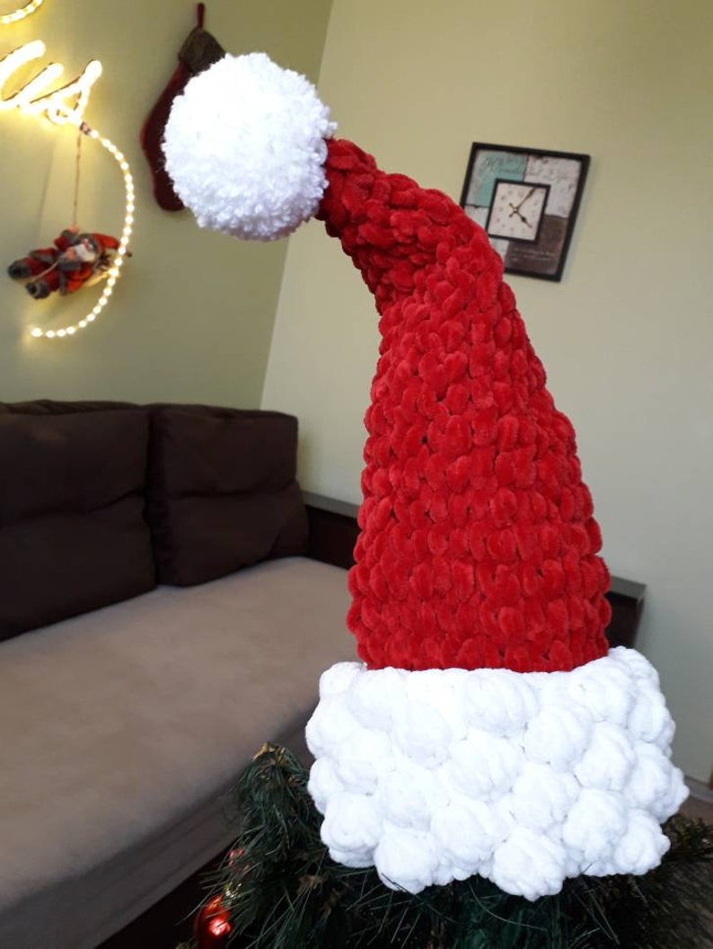 Christmas tree topper Santa hat Christmas decorations Red and Etsy