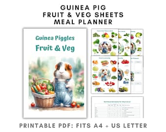 Tableau des aliments pour cochons d'Inde : fruits et légumes + planificateur de repas + guide nutritionnel imprimable en format PDF