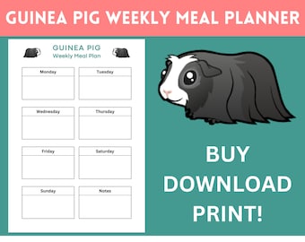 Guinea Pig Weekly Meal Planner Organiser Sheet - Digital Printable PDF by Guinea Piggles