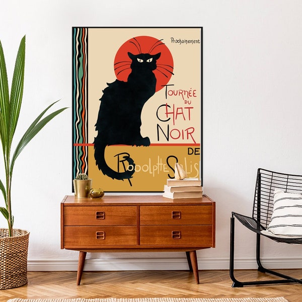 Downloadable Digital Print, Tournee du Chat Noir,  Chat Noir Rodolphe Salis , Vintage Art, Modern décor, Wall art, Black Cat Poster, Cat Art