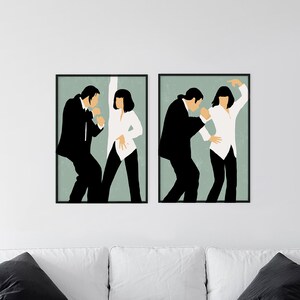 2 piece Downloadable Digital Print, Mia Dance, Uma, Vince Dance, Travolta, Gift idea, Fiction movie, Fiction Dance, Famous Dance Scenes