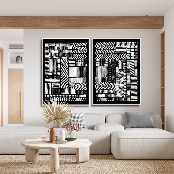 Two Piece Downloadable Digital Prints, Tribal Abstract Prints, Modern Room decor, Tribal posters, modern home decor; large tribal prints