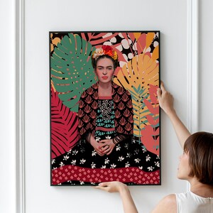 Downloadable Digital Image, Downloadable Kahlo portrait, Kahlo print; frida print; Kahlo art; Mexican folk art, Modern Room decor, wall art