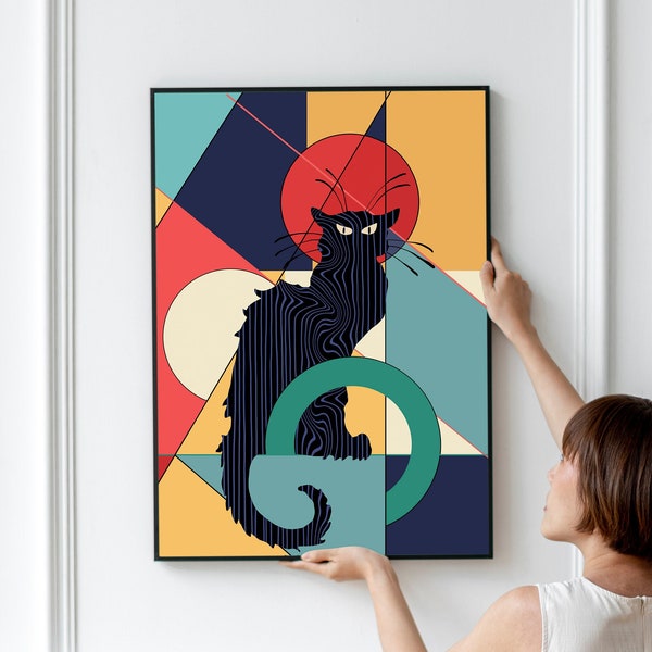 Downloadable Digital Print, Tournee du Chat Noir,  Chat Noir Rodolphe Salis , Vintage Art, Bauhaus Cat, Wall art, Black Cat Poster, Cat Art