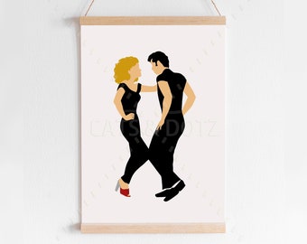 Impression numérique téléchargeable, Grease Scene, Travolta, Idée cadeau, Grease Poster, Modern Home decor, Movie Scene poster, Olivia, Newton.