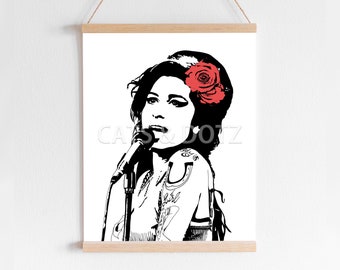 Downloadable Digital Print, Amy portrait, Abstract Digital print, Digital poster, Room decor, Wall art, Winehouse pop art, music icon