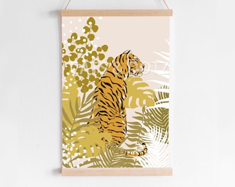 Impression d'art jungle tigre, décoration de chambre d'enfant moderne (téléchargement numérique)