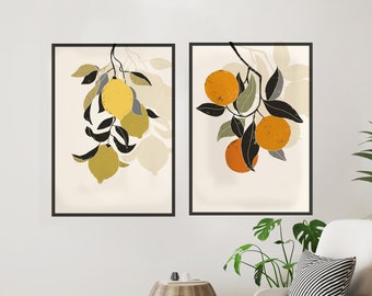 Downloadable Digital Print, Fruit art, Digital print, Kitchen prints, Fruit print; Oranges, Lemons, citrus print, Nursery prints, gift idea