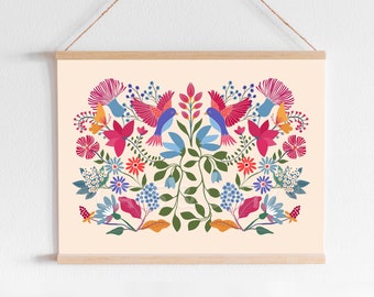 Bloemen Otomi-kunstprint: Frida's Garden-muurdecoratie (digitale download)