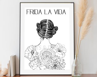 Colorful Woman Portrait, Mexican Icon, Folk Art, Kahlo Legacy, Surrealist art, Floral headband Frida, Boho, Eclectic (Digital Download)