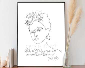 Mexican Icon Line Drawing Print, Inspirational Quote by frida (Digital Download)