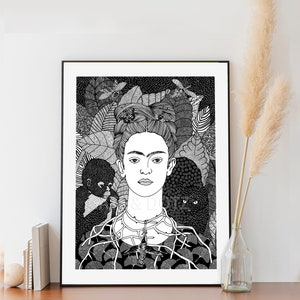 Downloadable Digital Image, Downloadable Kahlo portrait, Kahlo print; frida print; Kahlo art; Mexican folk art, Modern Room decor, wall art