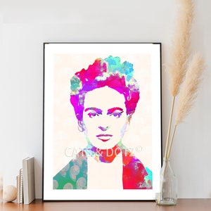 Downloadable Digital Image, Downloadable Kahlo portrait, Kahlo print; frida print; Kahlo art; Mexican folk art, Modern Room decor, wall art