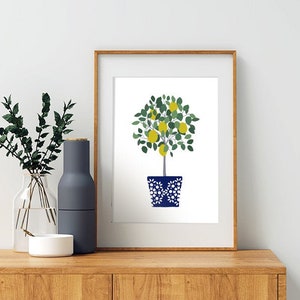 Downloadable Digital Print, Lemon Tree Drawing, Lemon tree poster; Modern room décor, Wall art, Botanical print; Scandinavian art, Citrus