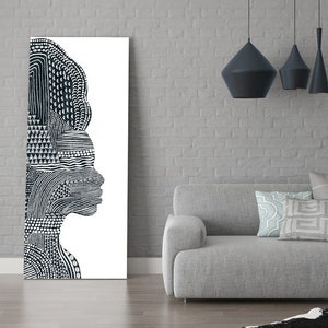 Tibal Woman Print, African woman, Modern Room decor, Wall art, Afro, Abstract, tribal art, black and white, tribal art