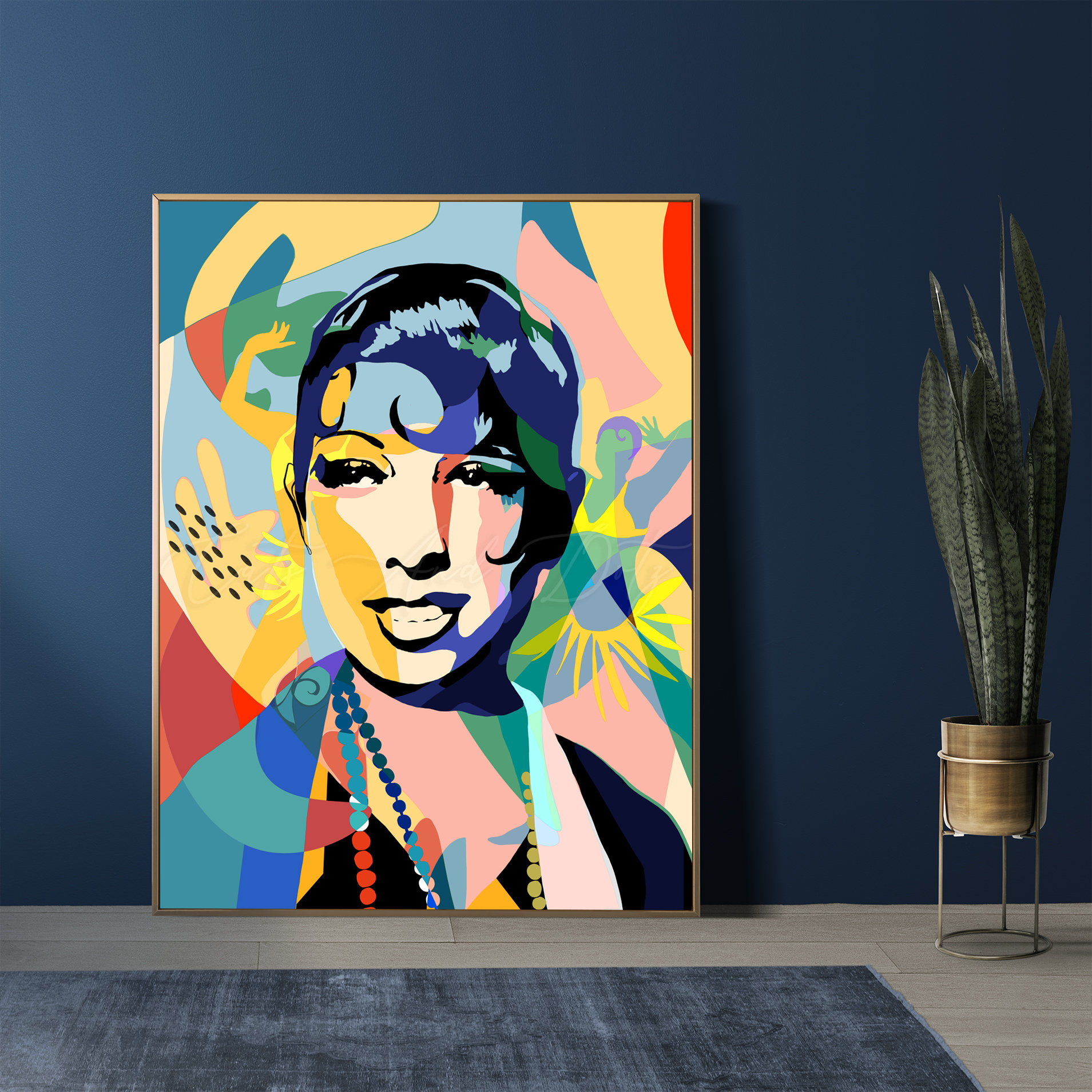 Josephine Baker: Cabaret Jazz Dancer Art Colorful Pop Art Woman