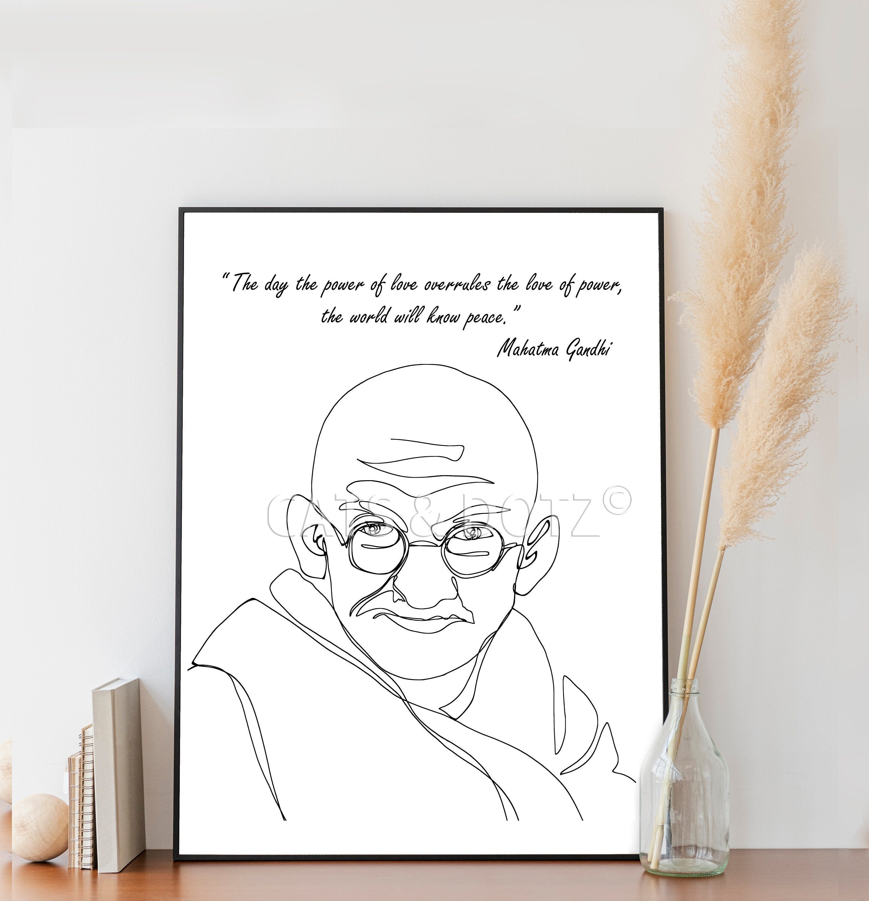 Downloadable Digital Print Mahatma Gandhi Portrait Line - Etsy