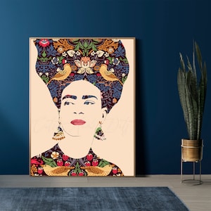 Downloadable Digital Image, Downloadable Kahlo portrait, Kahlo print; frida print; Kahlo art; Mexican folk art, Modern Room decor, wall art