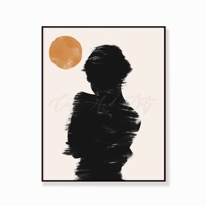 Abstrakte Digitale Kunst, Frau Form Zeichnung, Boho Druck, Schwarze Form Frau, Wandkunst, schwarz minimalistisch Frau Zeichnung, Boho Kunstwerk, Geschenk