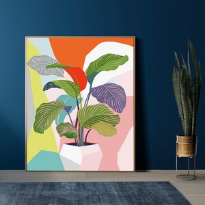 Bunte Pflanze Kunstdruck: Moderne botanische Wanddekoration (Digitaler Download)