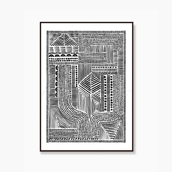 Downloadable Digital Print,Tribal Abstract Print, Downloadable print, Modern Room decor, Tribal print download, Dots, Black and White