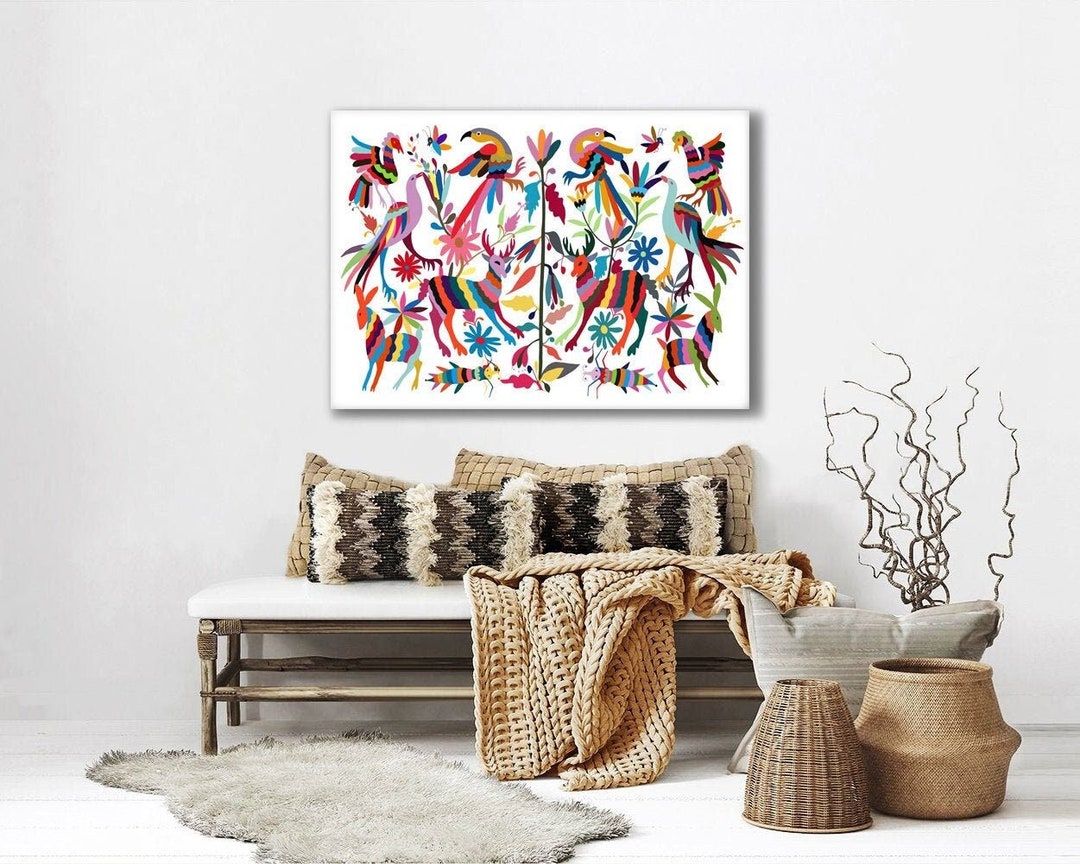 Vibrant Otomi Print | Mexican Folk Art Digital Download | Colorful ...
