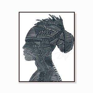 Downloadable Digital Print, Tribal Man, Afro, Modern Room decor, Wall art, Afro, Abstract, tribal art, black and white, tribal print