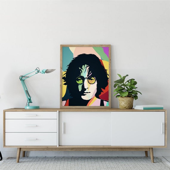 Music Icon Portrait, Abstract Pop Art Print, Imagine John (digital