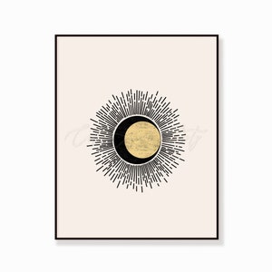 Mid Century Modern Sun Print: Minimalist Home Decor (Digital Download)