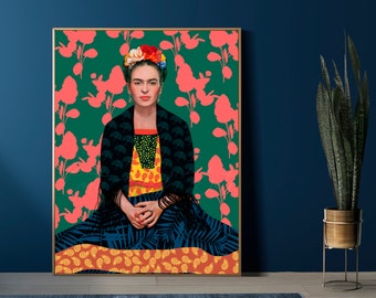 Mexican Icon Portrait Print, Mexican Folk Art, Modern Decor, Kahlo legacy (Digital Download)