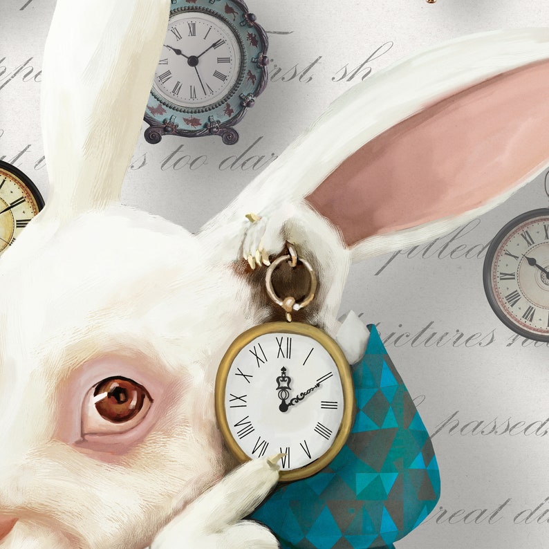 White Rabbit Poster Downloadable Digital Print Alice in - Etsy