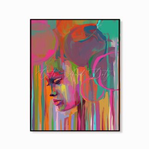 Downloadable Digital Print, Woman Print , Abstract print, Modern Room Decor, Wall art, Black Afro woman, Abstract, tribal colorful