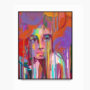 Downloadable Digital Print, Woman Print , Abstract print, Modern Room Decor, Wall art, Black Afro woman, Abstract, tribal colorful