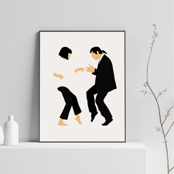 Downloadable Digital Print, Movie scene, dance scene, pulp, Mia,  Uma, Travolta, Gift idea, Fiction movie, dance, Vince, Mia, Famous Dance