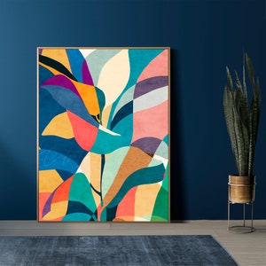 Abstrakte Blatt Illustration: Moderne botanische Wandkunst (Digitaler Download)