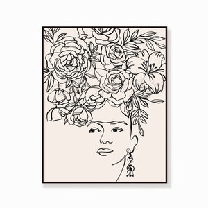 Downloadable Digital Image, Downloadable Kahlo portrait, Kahlo print; frida print; Kahlo art; Mexican folk art, Modern Room decor, wall art