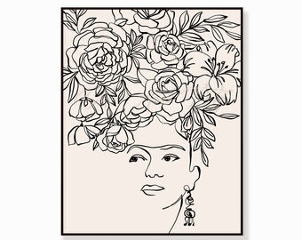 Mexican Icon Line Art Print: Mexican Folk Art, Modern Decor (Digital Download)