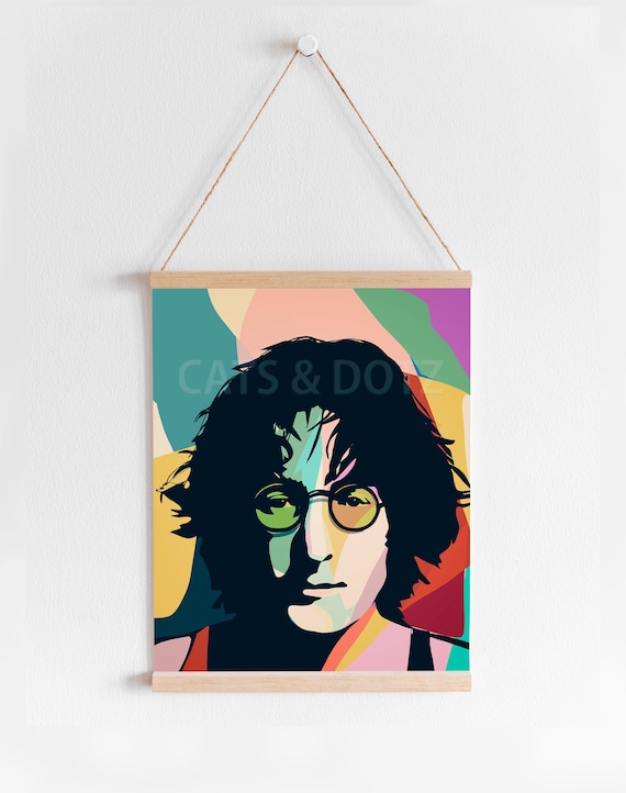 Music Icon Portrait, Abstract Pop Art Print, Imagine John (digital