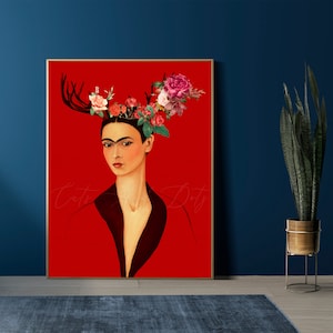 Downloadable Digital Image, Downloadable Kahlo portrait, Kahlo art; Mexican art, Modern Room decor, Surrealist Portrait Frida PRINT
