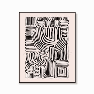 Tribal Abstract Print: Black and White Modern Decor (Digital Download)