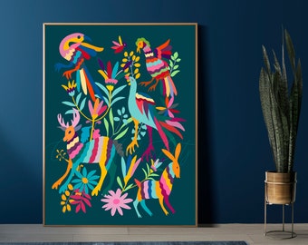 Downloadable Digital Print, Mexican print, Mexican Otomi print, Mexican wall art, extra large prints; modern home decor