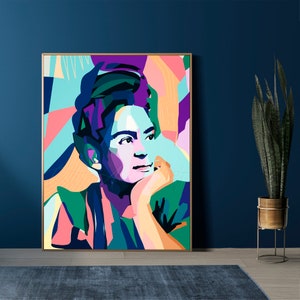 Downloadable Digital Image, Downloadable Kahlo portrait, Kahlo print; frida print; Kahlo art; Mexican folk art, Modern Room decor, wall art