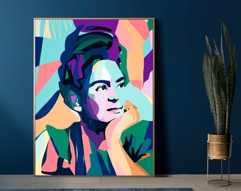 Colorful Woman Portrait, Mexican Icon, Folk Art, Kahlo Legacy, Surrealist art, Legacy of Frida, Boho, Eclectic (Digital Download)