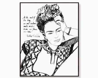 Mexican Icon Portrait Print, Mexican Folk Art Kahlo (Digital Download)