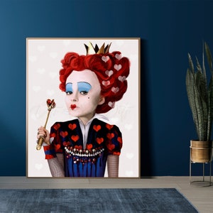 Rote Königin, Herzkönigin, digitale Malerei, Alice im Wunderland, Geschenkidee, Kleinkindzimmer, große druckbare