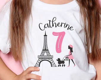 Custom Poodles in Paris Tee | Eiffel Tower | French | Girl | Dog | Birthday Shirt | Personalized | Monogrammed | Matching Invitation