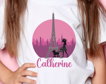 Custom Poodles in Paris Tee | Eiffel Tower | French | Girl | Dog | Birthday Shirt | Personalized | Monogrammed | Matching Invitation | Soft