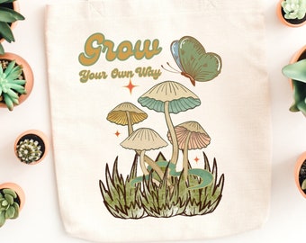 Retro Mushroom Aesthetic Tote Bag | Mushroom Bag | Retro | Vintage |1970s | Reusable Bag | Shopping Bag