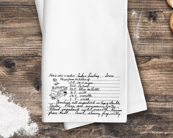 Custom Recipe Tea Towel  |  Recipe Dish Towel  |  Personalized Tea Towel  |  Hand Traced Recipe Dish Towel