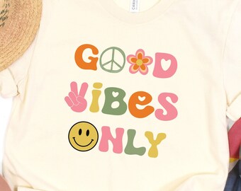 Retro Good Vibes Only T-Shirt | 1970s Aesthetic Vintage Shirt | Adult Unisex Shirt